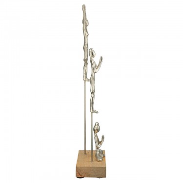 Διακοσμητικό ArteLibre Φιγούρες Κάνουν Γιόγκα Σε Βάση Γκρι/Φυσικό Αλουμίνιο/Ξύλο 9x15.5x51cm