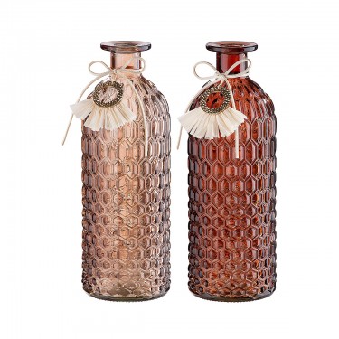 Βάζο ArteLibre Μπουκάλι Γυαλί 8.5x8.5x25cm Σε 2 Χρώματα