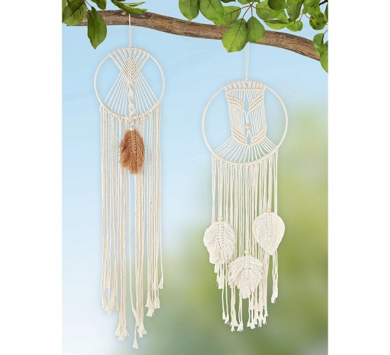 Διακοσμητικό Κρεμαστό ArteLibre Μάτι Λευκό/Μπεζ Ύφασμα 20x85cm