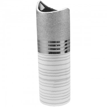 Βάζο ArteLibre Ασημί/Λευκό Κεραμικό 11x11x34cm