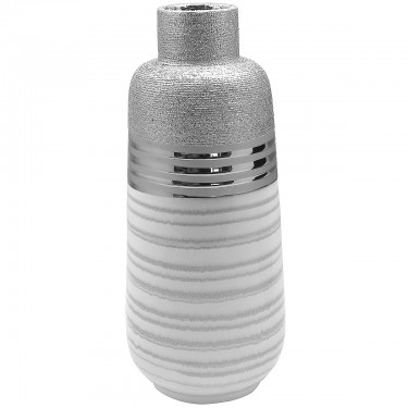 Βάζο ArteLibre Ασημί/Λευκό Κεραμικό 13x13x31cm