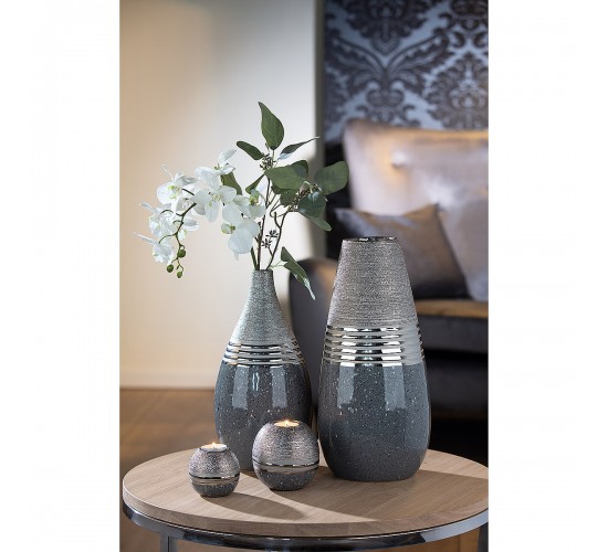 Βάζο ArteLibre Ασημί/Γκρι Κεραμικό 12.5x12.5x23cm