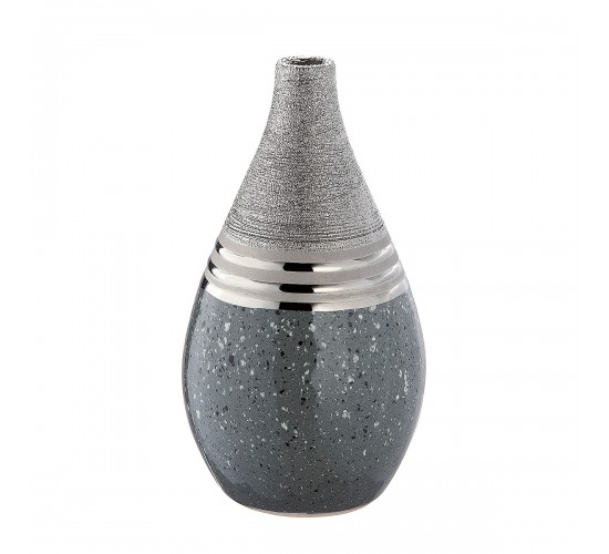 Βάζο ArteLibre Ασημί/Γκρι Κεραμικό 12.5x12.5x23cm
