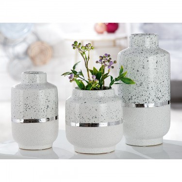Βάζο ArteLibre Λευκό/Ασημί Κεραμικό 15x15x16cm