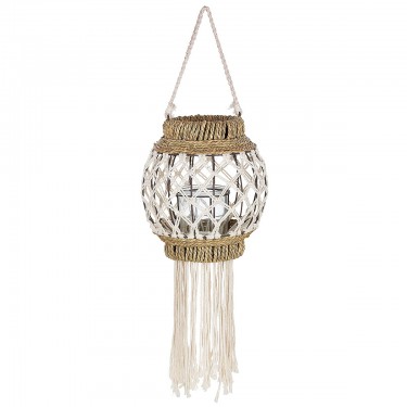 Φανάρι ArteLibre Καφέ/Λευκό Μπαμπού/Rattan 29cm