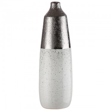 Βάζο ArteLibre Ασημί/Λευκό Κεραμικό 12.5x12.5x37.5cm
