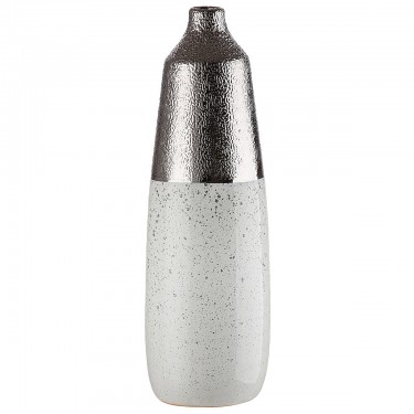 Βάζο ArteLibre Ασημί/Λευκό Κεραμικό 12.5x12.5x37.5cm