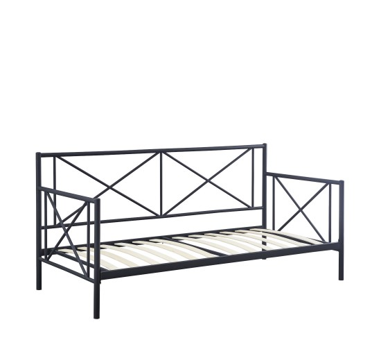Κρεβάτι Μονό ArteLibre JASMINE Μαύρο Μέταλλο 208x97.6x100cm (Στρώμα 90x200cm)