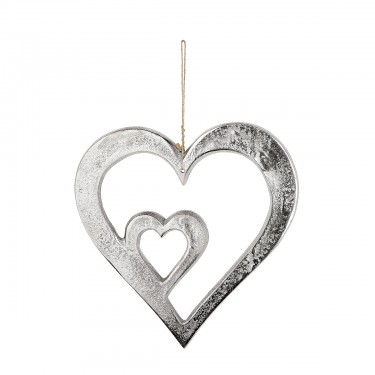 Διακοσμητικό Κρεμαστό ArteLibre Καρδιά Ασημί Αλουμίνιο 24x24cm