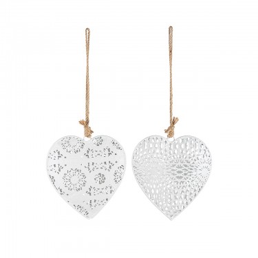 Διακοσμητικό Κρεμαστό ArteLibre Καρδιά Λευκό Μέταλλο 1x12x12.5cm Σε 2 Σχέδια