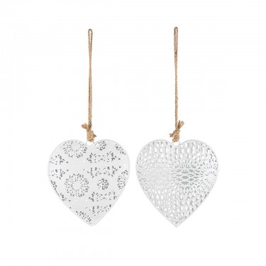 Διακοσμητικό Κρεμαστό ArteLibre Καρδιά Λευκό Μέταλλο 1x12x12.5cm Σε 2 Σχέδια
