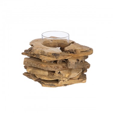 Διακοσμητικό Σύνθεση Βάζο Σε Ξύλα Φυσικό Ξύλο 18cm