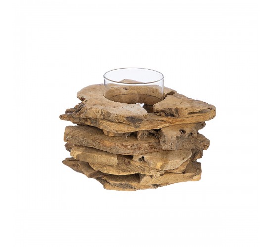 Διακοσμητικό Σύνθεση Βάζο Σε Ξύλα Φυσικό Ξύλο 18cm