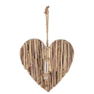 Διακοσμητικό Κρεμαστό ArteLibre Καρδιά Με Δοκιμαστικό Σωλήνα Φυσικό Ξύλο 5x30x30cm