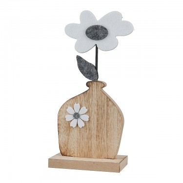 Διακοσμητικό ArteLibre Λουλούδι Σε Βάζο ArteLibre Φυσικό MDF/Ύφασμα 7x12x26cm