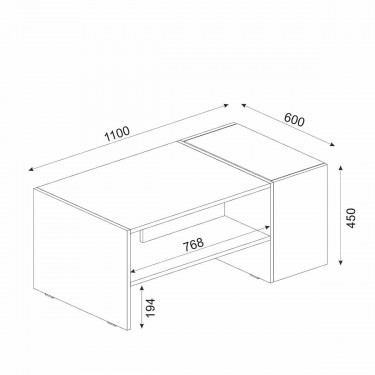 Τραπεζάκι Σαλονιού ArteLibre LEROS Φυσικό/Ανθρακί Μοριοσανίδα/Μελαμίνη 110x60x45cm