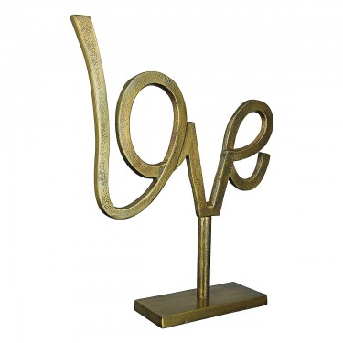 Διακοσμητικό ArteLibre -Love- Σε Βάση Αντικέ Χρυσό Αλουμίνιο 7.5x30x37cm