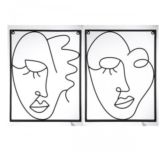 Διακοσμητικό Τοίχου Κορνίζα ArteLibre Πρόσωπο Μαύρο Μέταλλο 1.5x30x40cm Σε 2 Σχέδια