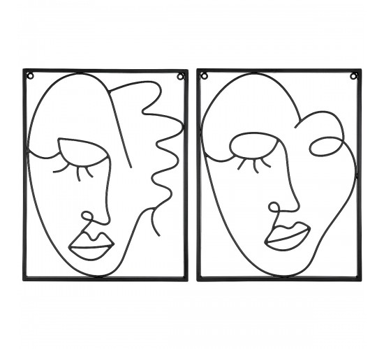 Διακοσμητικό Τοίχου Κορνίζα ArteLibre Πρόσωπο Μαύρο Μέταλλο 1.5x30x40cm Σε 2 Σχέδια