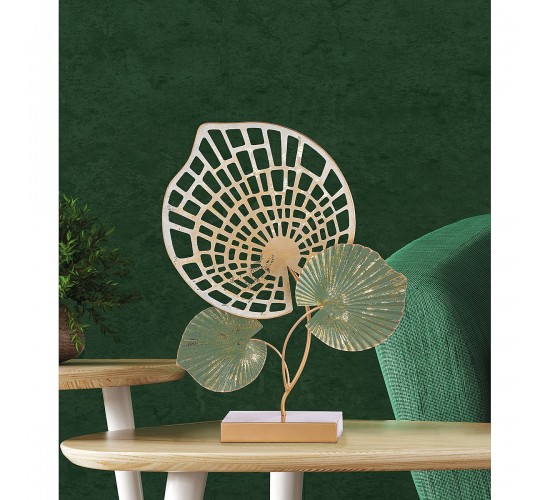 Διακοσμητικό ArteLibre Φύλλα Χρυσό/Πράσινο Μέταλλο 10x40x50cm