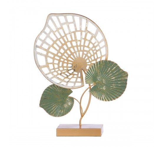 Διακοσμητικό ArteLibre Φύλλα Χρυσό/Πράσινο Μέταλλο 10x40x50cm