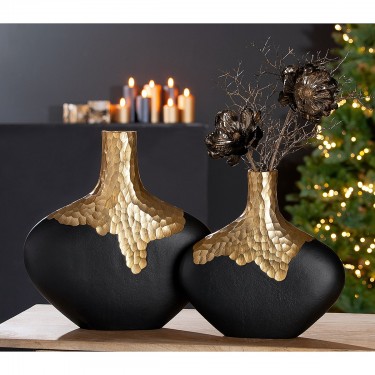 Βάζο ArteLibre Χρυσό/Μαύρο Αλουμίνιο 5x30x30cm