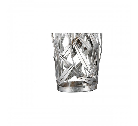 Κηροπήγιο ArteLibre Φυλλωσιά Αντικέ Ασημί Μέταλλο 43cm