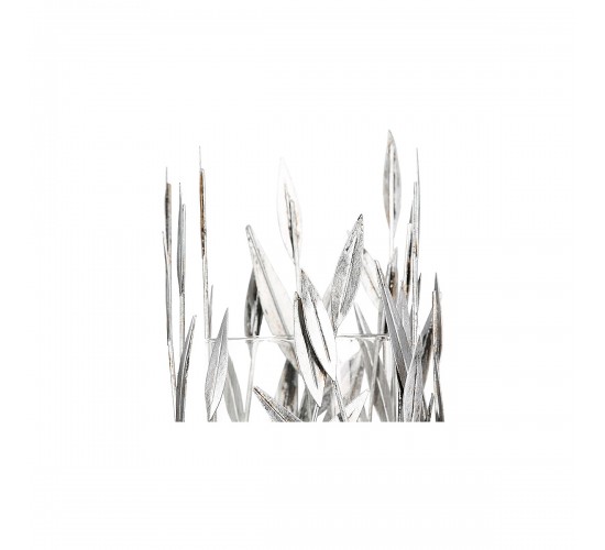 Κηροπήγιο ArteLibre Φυλλωσιά Αντικέ Ασημί Μέταλλο 43cm