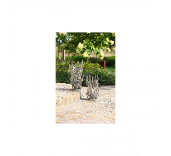 Κηροπήγιο ArteLibre Φυλλωσιά Αντικέ Ασημί Μέταλλο 43cm