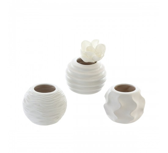 Βάζο Λευκό Κεραμικό 11cm Σε 3 Σχέδια