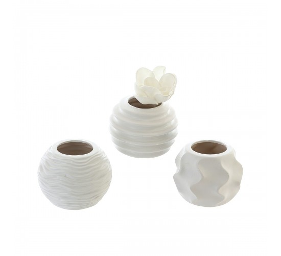 Βάζο Λευκό Κεραμικό 11cm Σε 3 Σχέδια