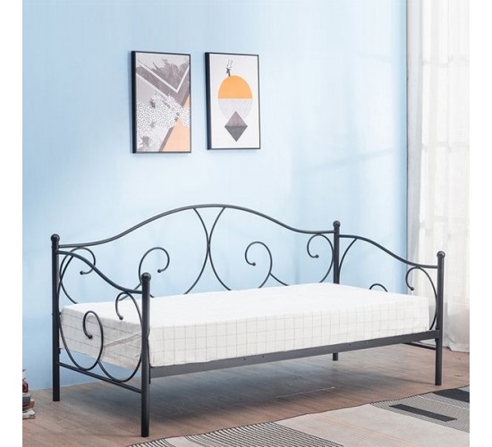 Κρεβάτι ArteLibre MICHAEL Μεταλλικό Sandy Black 209x97x106cm (200x90cm)