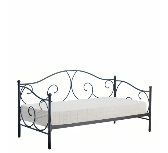 Κρεβάτι ArteLibre MICHAEL Μεταλλικό Sandy Black 209x97x106cm (200x90cm)