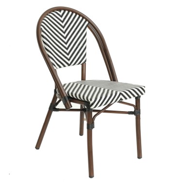 Πολυθρόνα Κήπου ArteLibre AKIRA Λευκό/Μαύρο/Καφέ Μπαμπού/Rattan 48x56x86cm