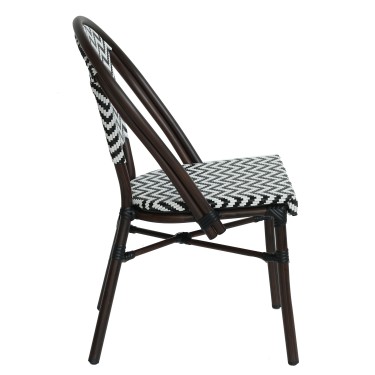 Πολυθρόνα Κήπου ArteLibre RYOTA Λευκό/Μαύρο/Καφέ Μπαμπού/Rattan 48x56x86cm