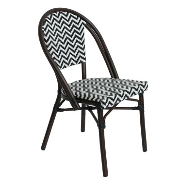 Πολυθρόνα Κήπου ArteLibre RYOTA Λευκό/Μαύρο/Καφέ Μπαμπού/Rattan 48x56x86cm