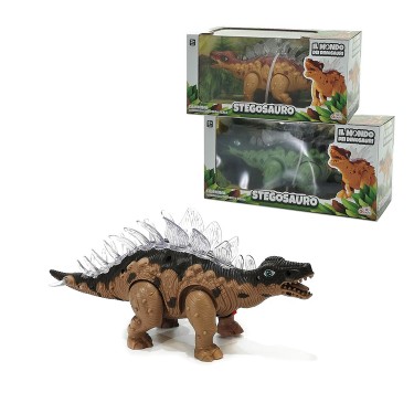 Παιχνίδι Στεγόσαυρος Που Περπατάει Φωτιζόμενο Πλαστικό Μπαταρίας 29cm Σε 2 Χρώματα Για 3  Ετών