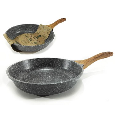 Τηγάνι Αντικολλητικό Αλουμινίου Με Επίστρωση Stone Με Ξύλινη Λαβή Φ24cm