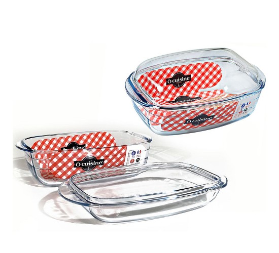 Ταψί Πυρέξ Ορθογώνιο 3lt Με Καπάκι 1.5lt Διάφανο Γυαλί 32x19x9cm/33x19x5.5cm