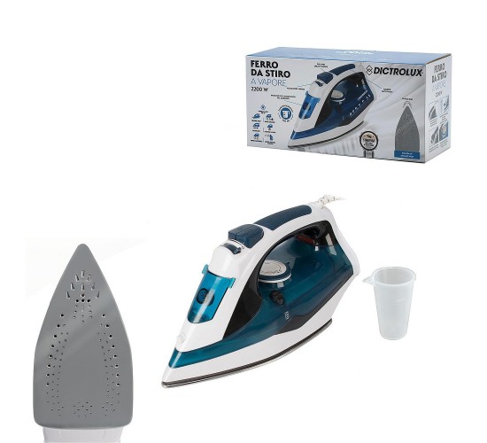 Ατμοσίδερο Με Πλάκα Inox Λευκό/Μπλε 2200W