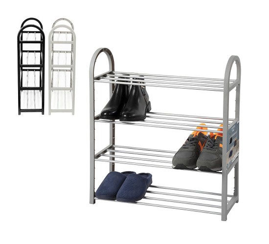 Παπουτσοθήκη Ανοιχτή Με 4 Ράφια Για 12 Ζεύγη Μέταλλο 58x19x65cm Σε 3 Χρώματα