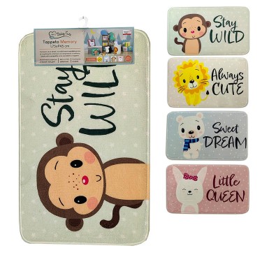 Πατάκι Εισόδου Ζωάκια Για Παιδικό Δωμάτιο Αντιολισθητικό Μνήμης 100%  Polyester 45x75cm Σε 5 Σχέδια