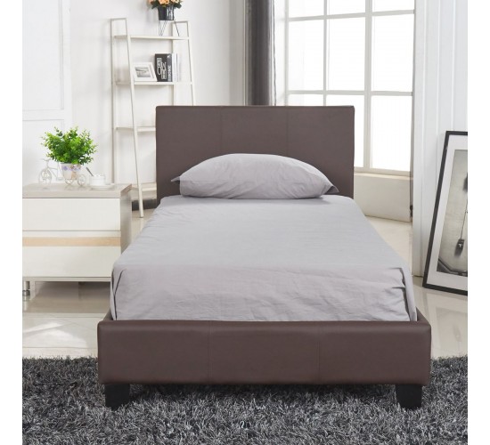 Κρεβάτι AZALEA Σκούρο Καφέ PU 213x98x88cm (Στρώμα 90x200cm)