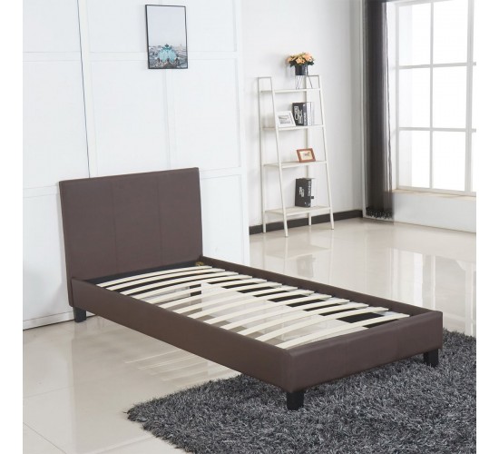 Κρεβάτι AZALEA Σκούρο Καφέ PU 213x98x88cm (Στρώμα 90x200cm)