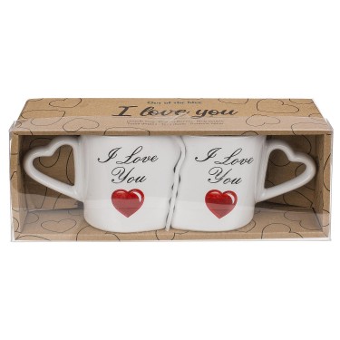 Κούπα Διπλή -I Love You- Λευκό Κεραμικό 8.5x9cm 2Τμχ