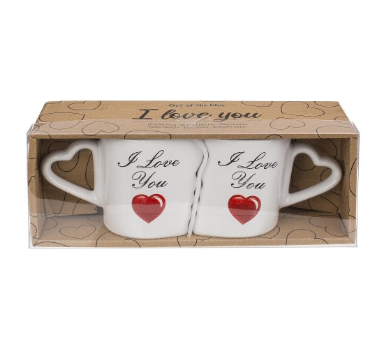 Κούπα Διπλή -I Love You- Λευκό Κεραμικό 8.5x9cm 2Τμχ