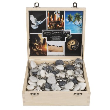 Μπρελόκ Κλειδιών Καρδιά Worry Stone Πολύχρωμο Πέτρα/Μέταλλο 3cm Σε Διάφορα Χρώματα