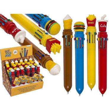 Στυλό -Fast Food- Με 10 Χρωματιστές Μύτες Πολύχρωμο Πλαστικό 16cm Σε 4 Σχέδια