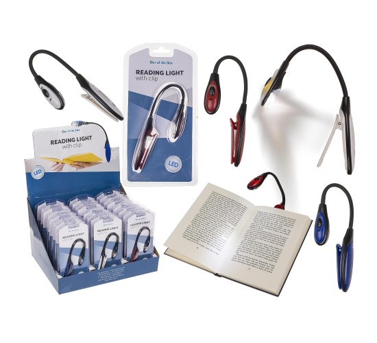 Φακός LED Διάβασματος Με Κλιπ Πλαστικό 16m Μπαταρίας Σε 3 Χρώματα