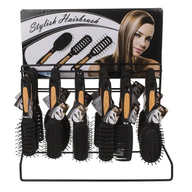 Βούρτσα Μαλλιών Μαύρο/Φυσικό Πλαστικό 18cm Σε 6 Τύπους